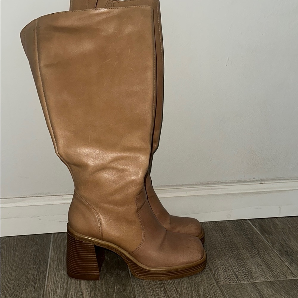Steve Madden Tan Leather Knee High Boots